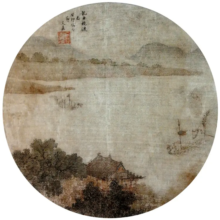 A Qing dynasty painting of dragon boats racing before crowds on the riverbanks