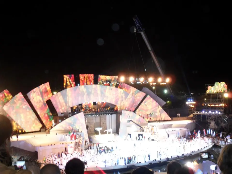 The stage of the Acto Central at the Frank Romero Day Greek Theatre, Vendimia 2013